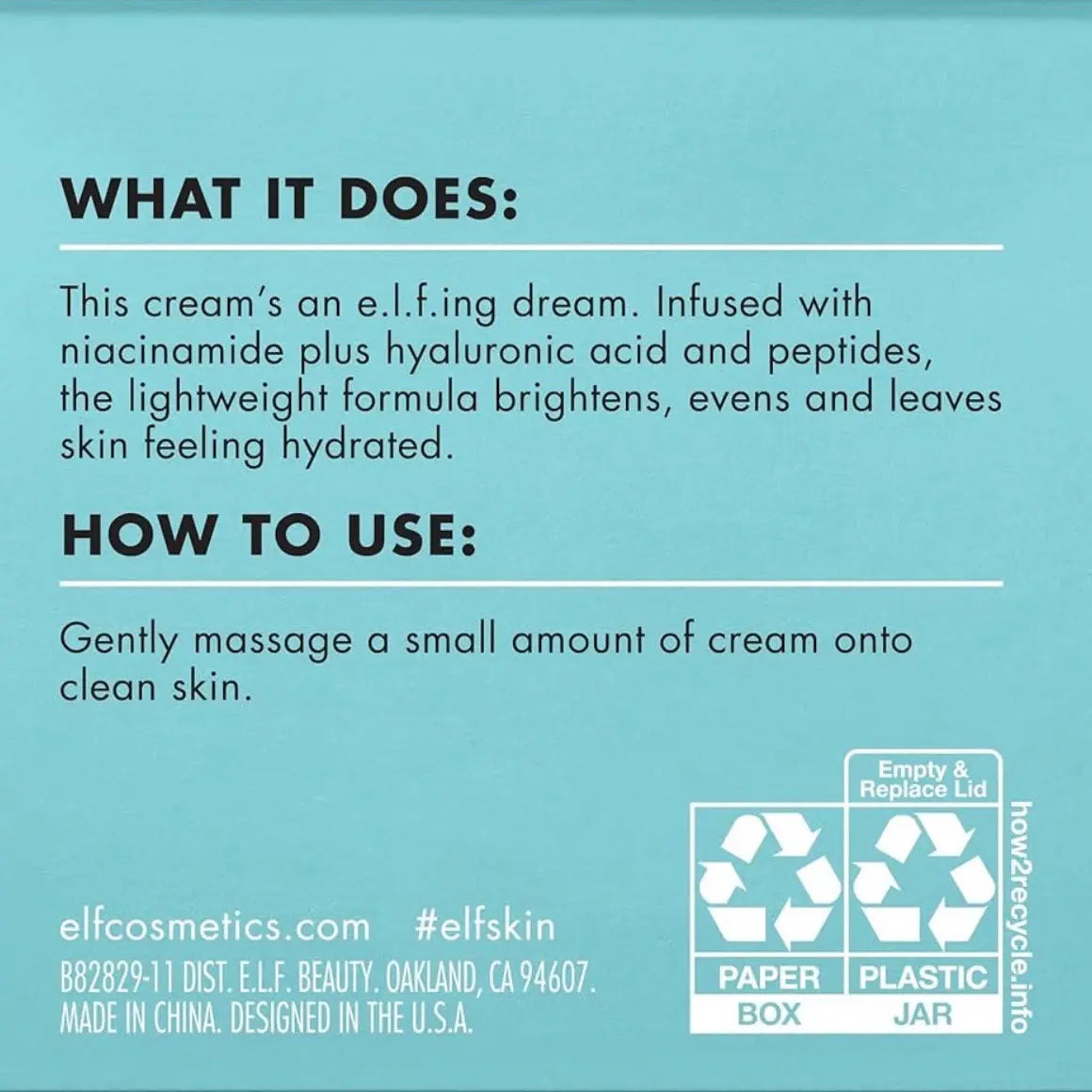 Elf SKIN Holy Hydration! Face Cream, Hyaluronic Acid Moisturizer, Vegan & Cruelty-Free, 1.8 Oz - Skin Repair - Hydrate, Hydrating