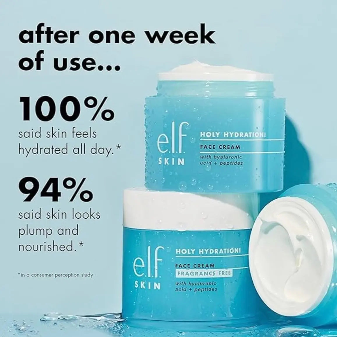 Elf SKIN Holy Hydration! Face Cream, Hyaluronic Acid Moisturizer, Vegan & Cruelty-Free, 1.8 Oz - Skin Repair - Hydrate, Hydrating