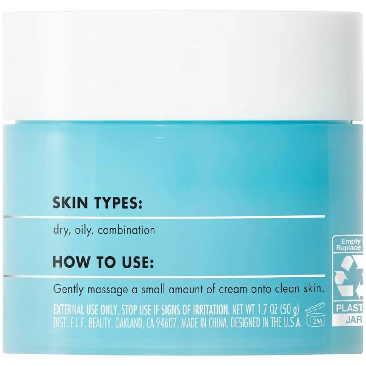 Elf SKIN Holy Hydration! Face Cream, Hyaluronic Acid Moisturizer, Vegan & Cruelty-Free, 1.8 Oz - Skin Repair - Hydrate, Hydrating